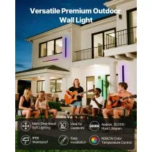 VEVOR Outdoor Wall Lights 2Pcs 39.4 in Long RGB Dimmable Modern Light Fixtures