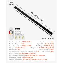 VEVOR Outdoor Wall Lights 2Pcs 39.4 in Long RGB Dimmable Modern Light Fixtures