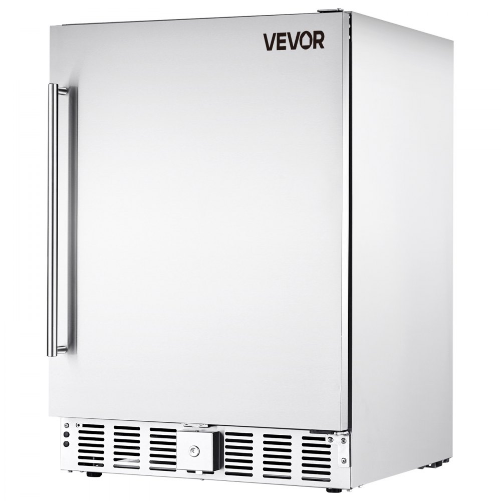 VEVOR 24-Inch Indoor/Outdoor Beverage Refrigerator, 150 QT Freestanding or Undercounter Beverage Fridge, 180 Cans Built-in Beer Fridge with Stainless Steel Body for Residential Home Bar Commercial Use