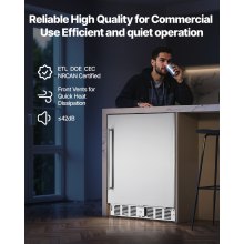 24" Outdoor Beverage Fridge Cooler 150QT Beer Refrigerator Stainless Steel