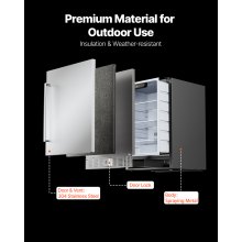 24" Outdoor Beverage Fridge Cooler 150QT Beer Refrigerator Indoor Outdoor