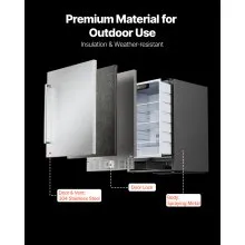 24" Outdoor Beverage Fridge Cooler 150QT Beer Refrigerator Indoor Outdoor
