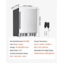 24" Outdoor Beverage Fridge Cooler 150QT Beer Refrigerator Indoor Outdoor
