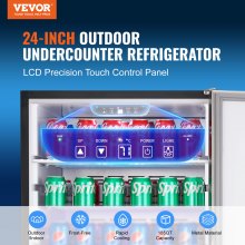 VEVOR Réfrigérateur à boissons intérieur/extérieur de 24 pouces, réfrigérateur à boissons sous le comptoir ou autoportant de 185 QT, réfrigérateur à bière intégré de 175 canettes avec corps en plaque métallique pour usage commercial résidentiel, bar à domicile