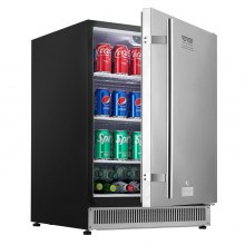 VEVOR Réfrigérateur à boissons intérieur/extérieur de 24 pouces, réfrigérateur à boissons sous le comptoir ou autoportant de 185 QT, réfrigérateur à bière intégré de 175 canettes avec corps en plaque métallique pour usage commercial résidentiel, bar à domicile