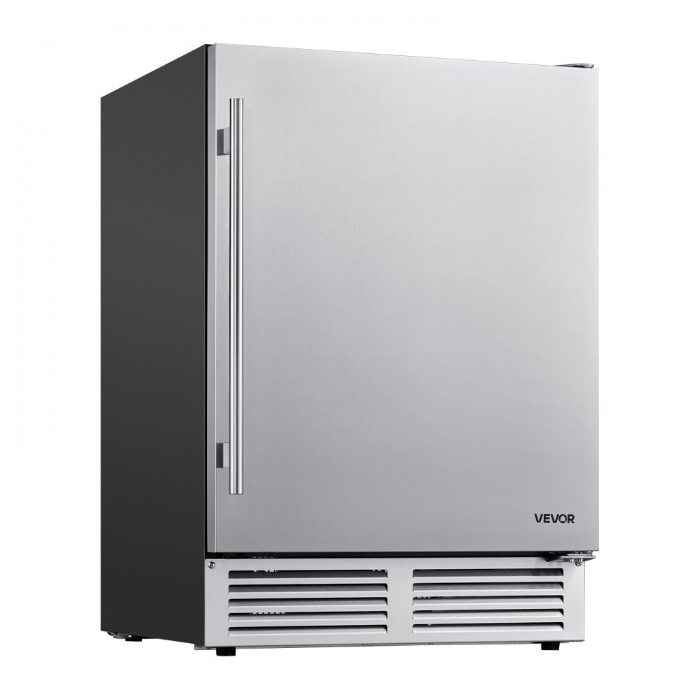 VEVOR Outdoor Beverage Refrigerator, 24 Inch Undercounter Drink Fridge, 304 Stainless Steel Door, 5.0 Cu. Ft, Hold 180 Cans, Powerful Cooling System, Built-in / Freestand Cooler, Home Bar & Patio