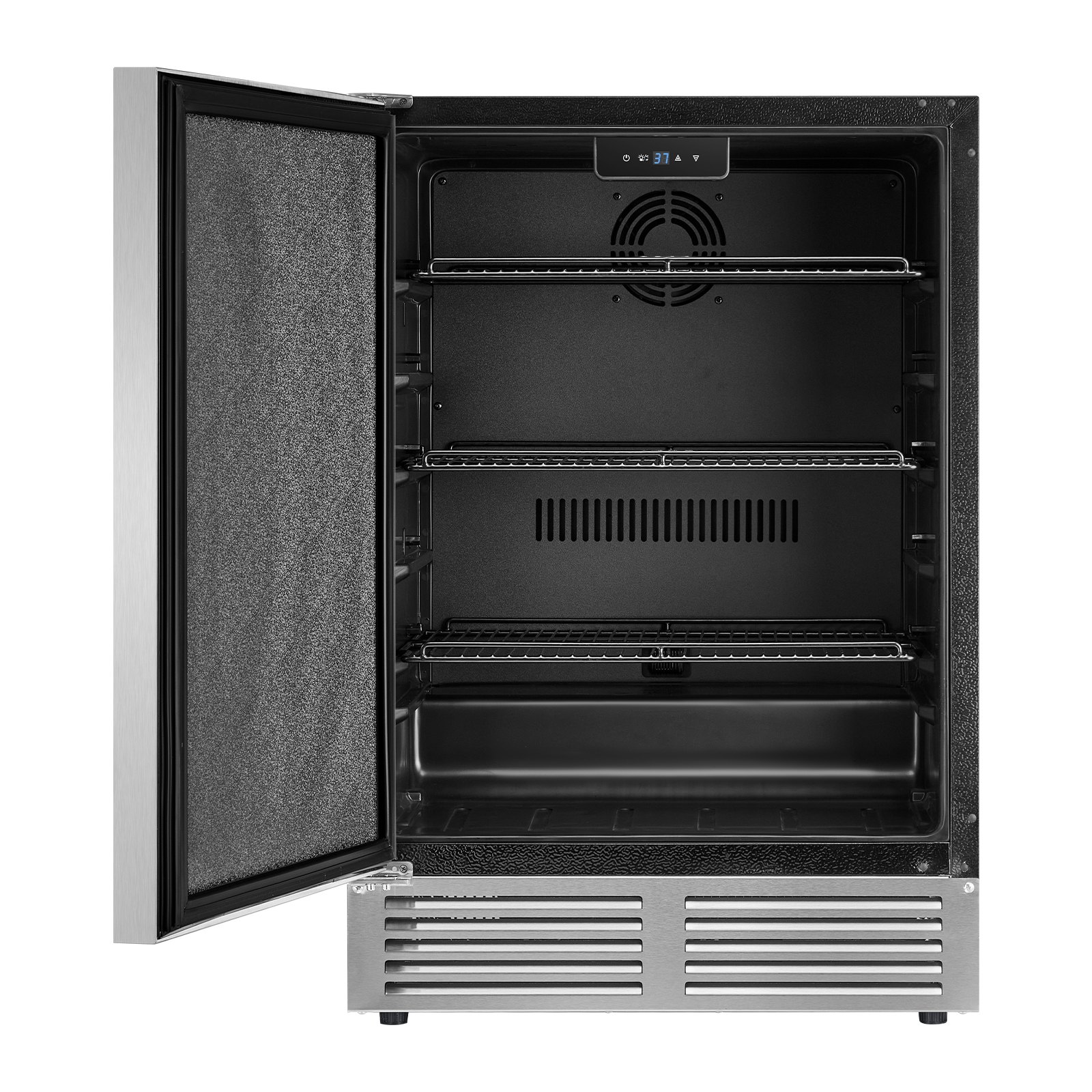 VEVOR Outdoor Beverage Refrigerator, 24 Inch Undercounter Drink Fridge, 304 Stainless Steel Door, 5.0 Cu. Ft, Hold 180 Cans, Powerful Cooling System, Built-in / Freestand Cooler, Home Bar & Patio