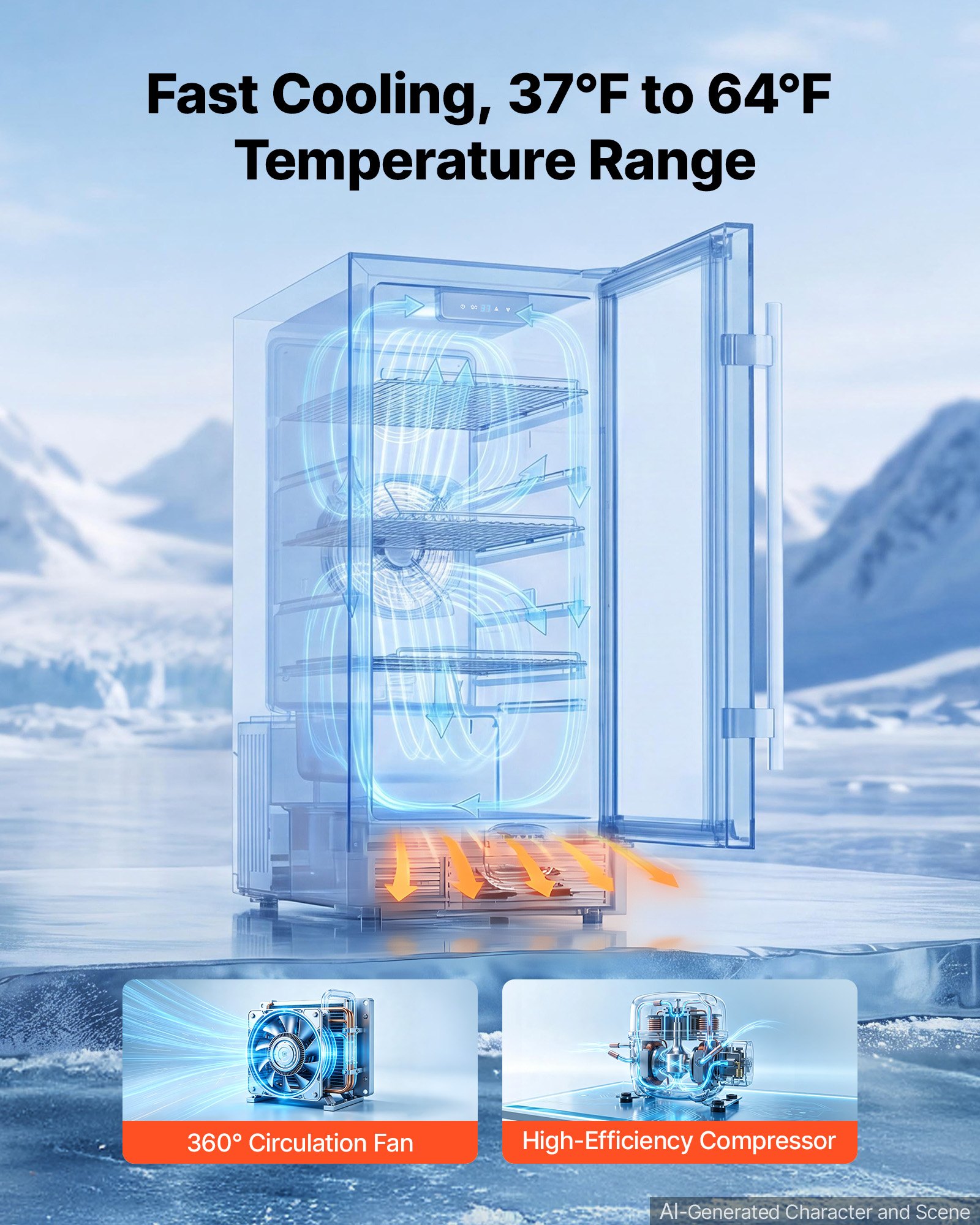 VEVOR Outdoor Beverage Refrigerator, 15 Inch Undercounter Drink Fridge, 304 Stainless Steel Body, 3.0 Cu. Ft, Hold 94 Cans, Powerful Cooling System, Built-in / Freestand Cooler, Home Bar & Patio