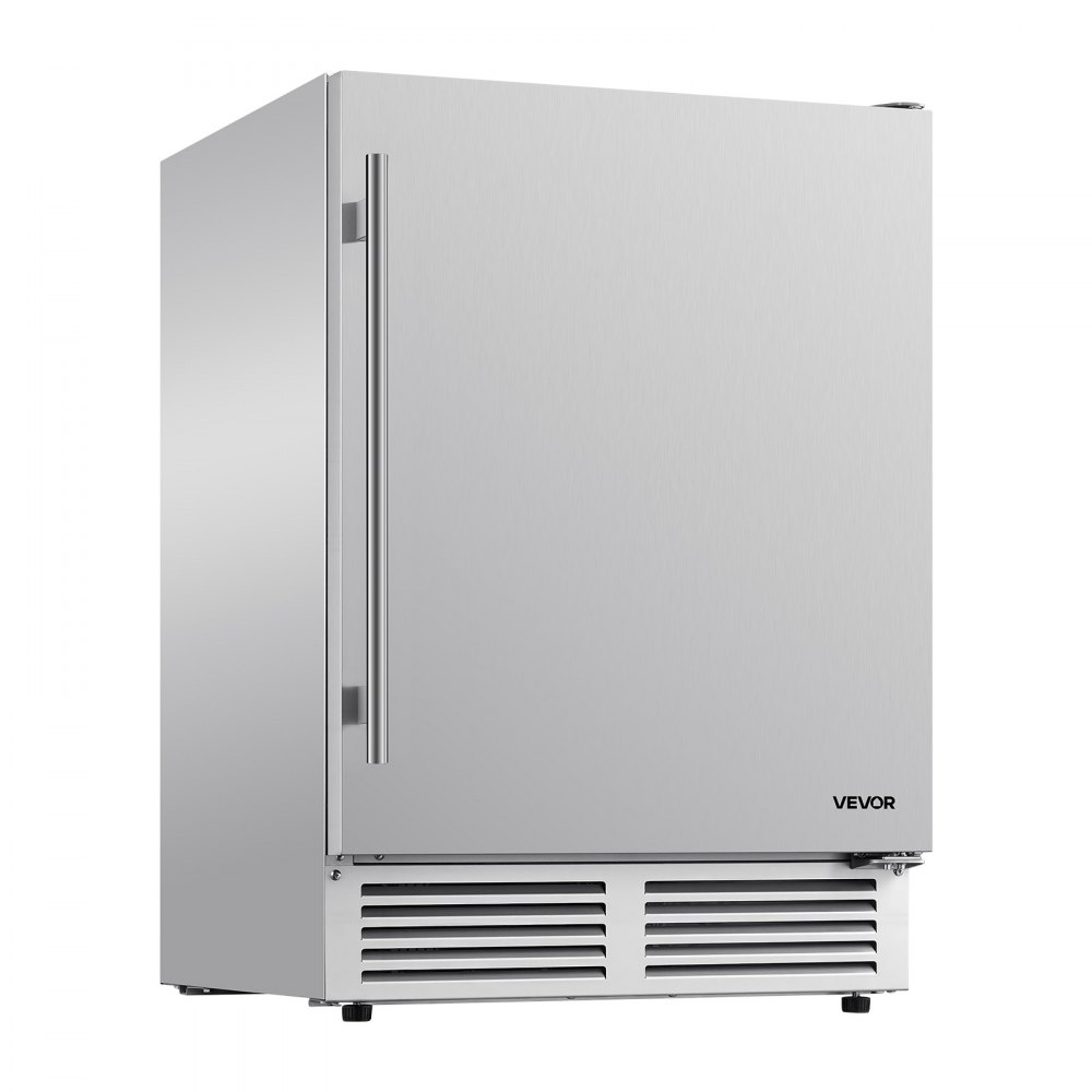 VEVOR Outdoor Beverage Refrigerator, 24 Inch Undercounter Drink Fridge, 304 Stainless Steel Body, 5.0 Cu. Ft, Hold 180 Cans, Powerful Cooling System, Built-in / Freestand Cooler, Home Bar & Patio