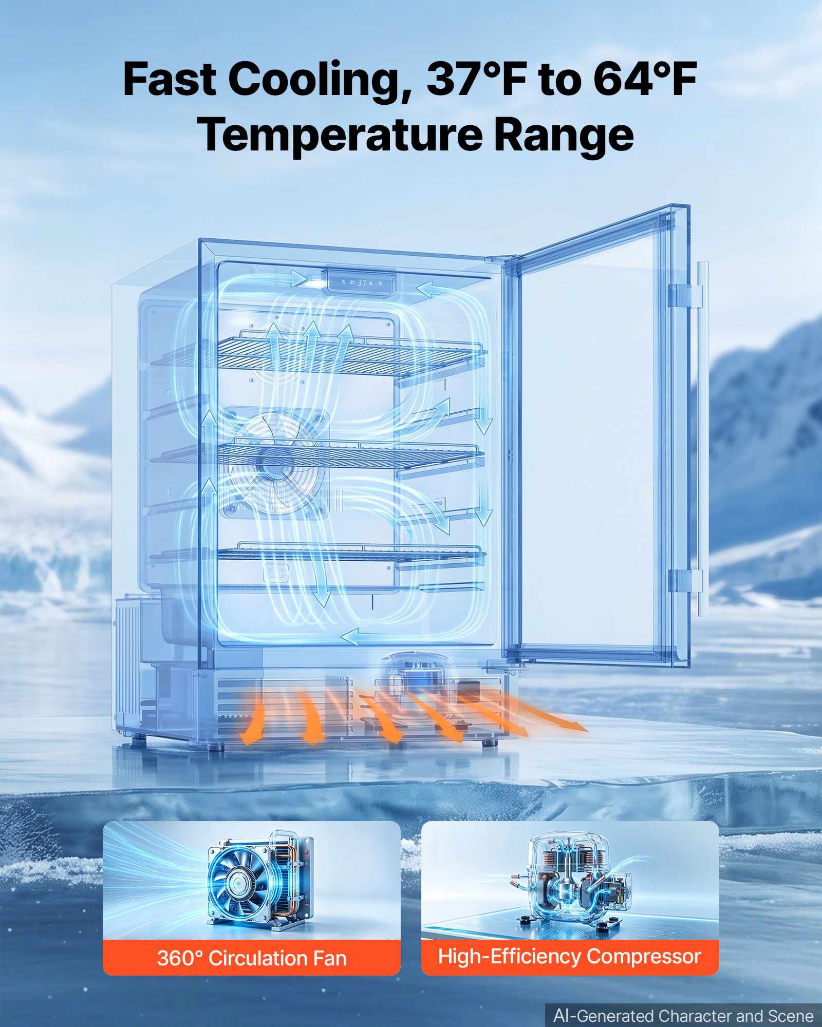 VEVOR Outdoor Beverage Refrigerator, 24 Inch Undercounter Drink Fridge, 304 Stainless Steel Body, 5.0 Cu. Ft, Hold 180 Cans, Powerful Cooling System, Built-in / Freestand Cooler, Home Bar & Patio