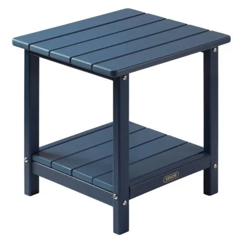 VEVOR Outdoor Side Table, 17.72W x 14.96D x 17.32H Inch, Double Layer HDPE Outside End Table for Easy Maintenance, Withstand Harsh Weather, Fit for Patio, Pool, Beach, Porch, Indoor, Backyard, Blue