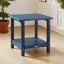 VEVOR Outdoor Side Table, 17.72W x 14.96D x 17.32H Inch, Double Layer HDPE Outside End Table for Easy Maintenance, Withstand Harsh Weather, Fit for Patio, Pool, Beach, Porch, Indoor, Backyard, Blue