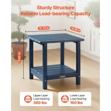 VEVOR Outdoor Side Table 2-Tier HDPE Outside End Table for Indoor Backyard Blue
