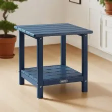 VEVOR Outdoor Side Table 2-Tier HDPE Outside End Table for Indoor Backyard Blue