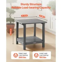 VEVOR Outdoor Side Table 2-Tier HDPE Outside End Table for Indoor Backyard Grey