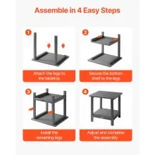 VEVOR Outdoor Side Table 2-Tier HDPE Outside End Table for Indoor Backyard Grey
