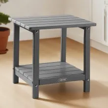 VEVOR Outdoor Side Table 2-Tier HDPE Outside End Table for Indoor Backyard Grey