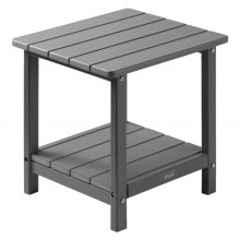 VEVOR Outdoor Side Table 2-Tier HDPE Outside End Table for Indoor Backyard Grey