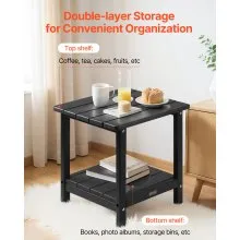 VEVOR Outdoor Side Table 2-Tier HDPE Outside End Table for Indoor Backyard Black