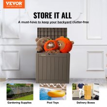 VEVOR Deck Box, 31 Gallon Outdoor Storage Box, 22.1" x 17.1" x 20.9" , Waterproof PP Deckbox with Aluminum Alloy Padlock, for Patio Furniture, Pool Toys, Garden Tools, Outdoor Cushions, Gray
