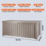 VEVOR deck box with 120-gallon storage, 880 lbs weight capacity, and made from pp material.