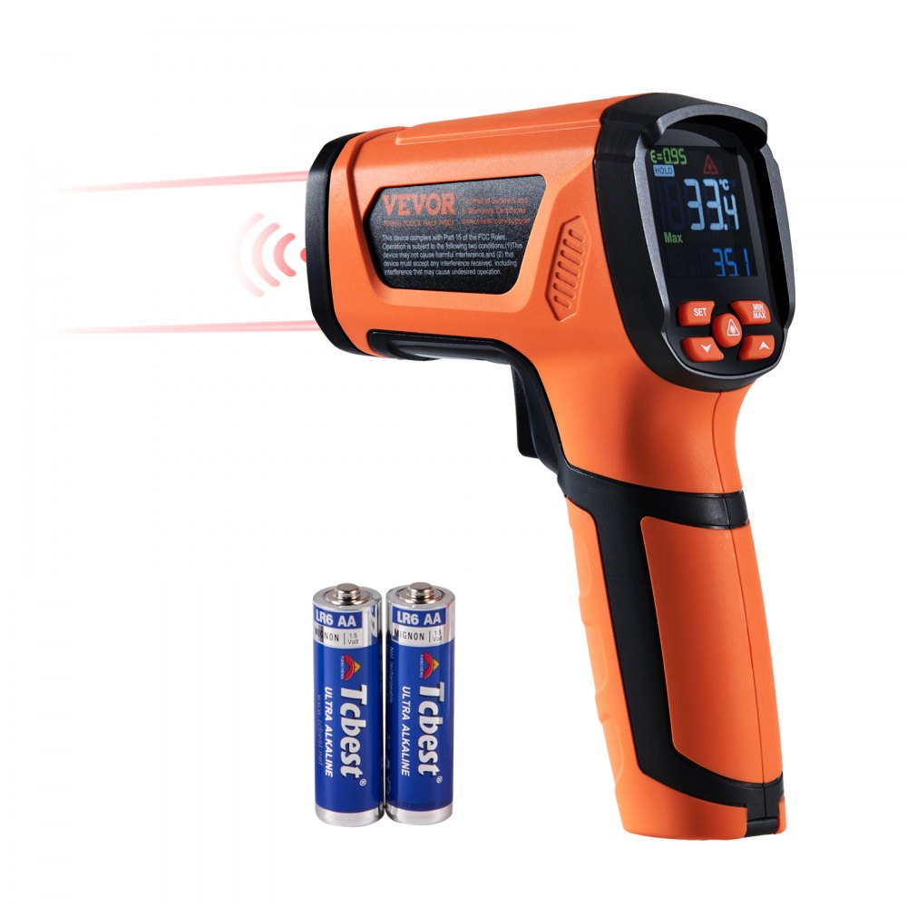 VEVOR Infrared Thermometer -40~2732°F Dual Laser Temperature Non-Contact Handheld IR Heat Temperature with Adjustable Emissivity for Metal