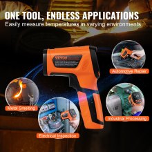 VEVOR Infrared Thermometer, -40~2732°F Dual Laser Temperature Gun Non-Contact, Handheld IR Heat Temperature Gun with Adjustable Emissivity for Metal Smelting/Cooking/Pizza Oven/Engine(Not for Human)