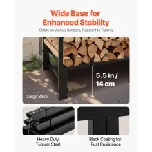 VEVOR 4 ft Outdoor Firewood Rack with Cover 1/4 Cord Storage Metal Log Holder