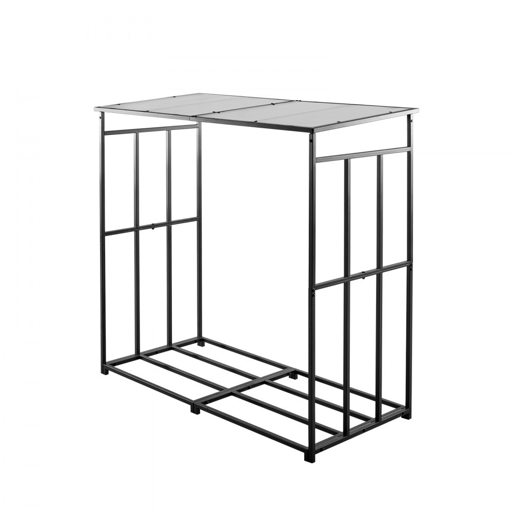 VEVOR Firewood Rack with Sloped Roof, 4 ft Outdoor Firewood Holder, 1/4 Cord Log Storage Shed, 660lb Max Weight Capacity, Powder-Coated Metal Wood Storage Rack for Fireplace Deck Backyard Garden