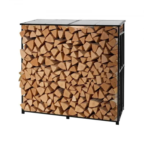 VEVOR Firewood Rack with Sloped Roof, 6 ft Outdoor Firewood Holder, 1/4 Cord Log Storage Shed, 660lb Max Weight Capacity, Powder-Coated Metal Wood Storage Rack for Fireplace Deck Backyard Garden