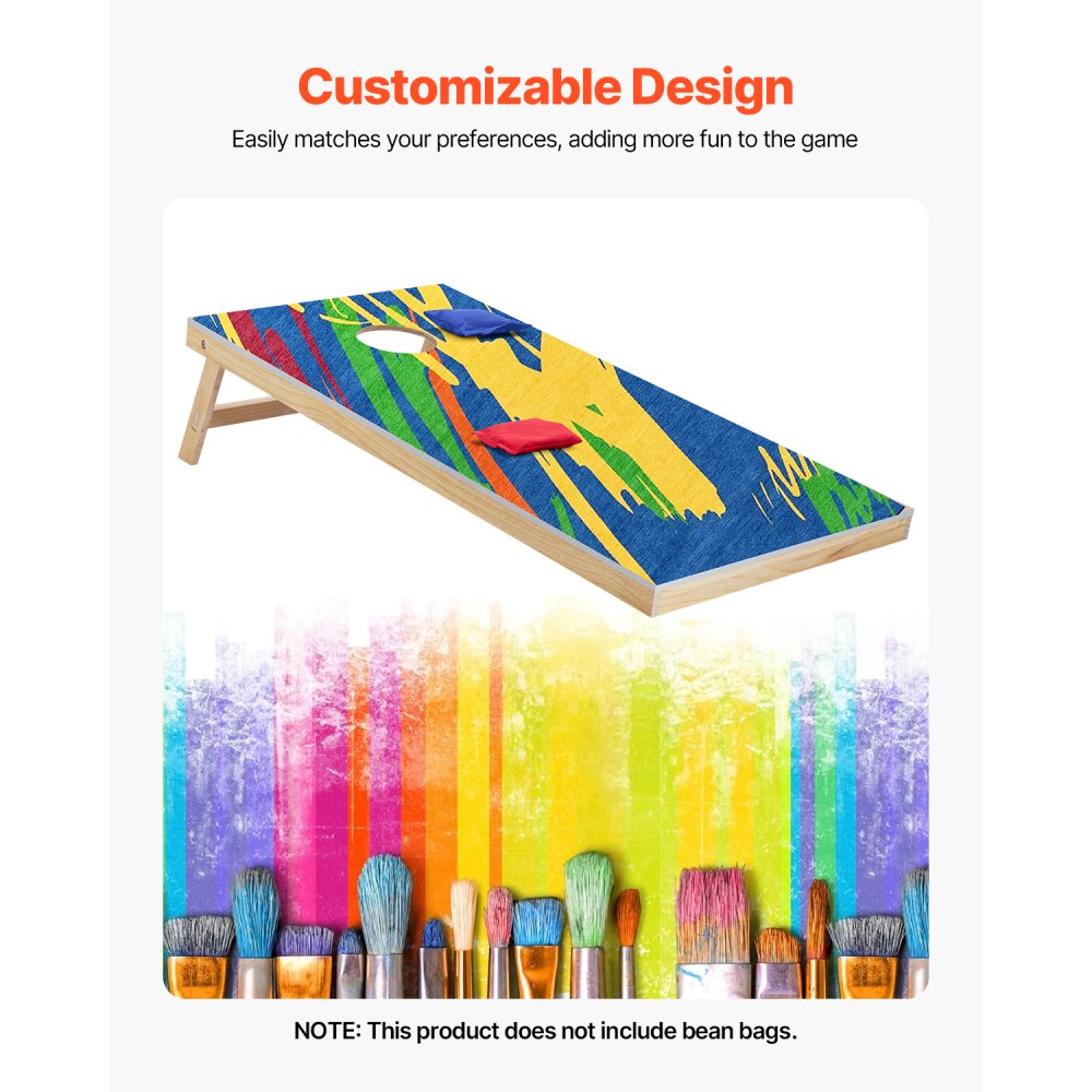 VEVOR Cornhole Set, 4x2 ft Corn Hole Game Boards, Solid Wood Portable Toss Board, Indoor and Outdoor Cornhole Play for Adults, Toss Game Include Carrying Case, for Yard, Backyard, Beach, Camping