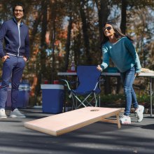 4x2ft Cornhole Set Portable Outdoor Corn Hole Toss Game Board Wood Carry Case