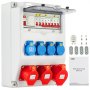 VEVOR Wall Power Distributor, ABS Plastic, Distribution Board with 4xSchuko Socket 230V/16A, 2xCEE Socket 400V/16A, 1xCEE Socket 400V/32A 5-Pin, FI Fuse, Circuit Breaker, for Outdoor Construction Site