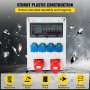 VEVOR Wall Power Distributor, ABS Plastic, Distribution Board with 4 x Schuko Socket 230V/16A Blue, 2 x CEE Socket 400V/16A 5-Pin Red, FI Fuse, 1/3-Pin Circuit Breaker, for Outdoor Construction Site