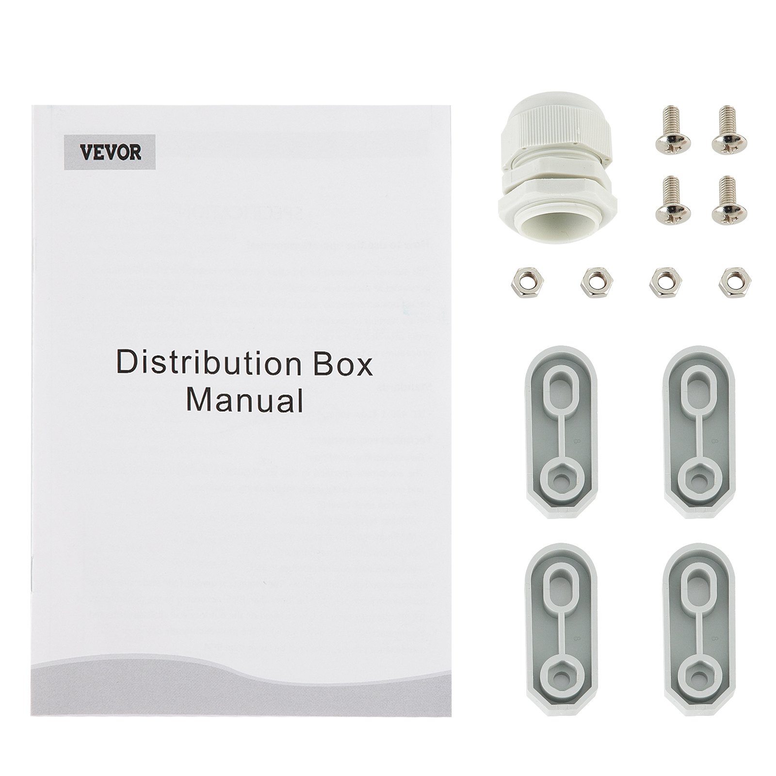 VEVOR Wall Power Distributor, ABS Plastic, Distribution Board with 4 x Schuko Socket 230V/16A Blue, 2 x CEE Socket 400V/16A 5-Pin Red, FI Fuse, 1/3-Pin Circuit Breaker, for Outdoor Construction Site