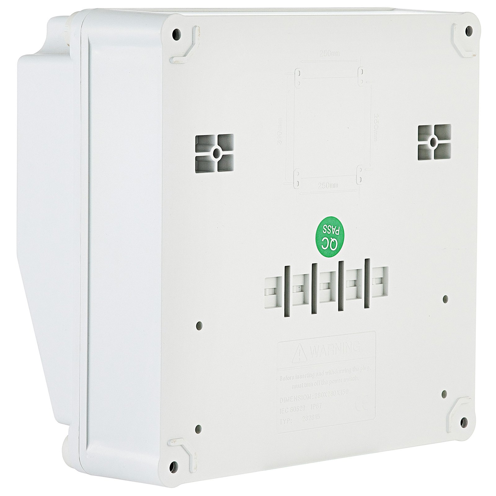 VEVOR Wall Power Distributor, ABS Plastic, Distribution Board with 6 x Schuko-Sockets 230 V 16 A Blue ABL IP54, 1 x FI Fuse 40A-30mA, 6 x 1-Pin LS C16A Circuit Breaker, for Outdoor Construction Site