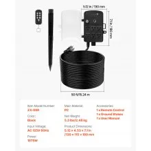 VEVOR Outdoor Power Stake, 50FT Extension Cord, Outdoor Power Strip Weatherproof with Cover, Remote Control Dusk to Dawn Light Timer Waterproof, 6 Outlets, 1875W/15A, for Christmas Lights, Garden