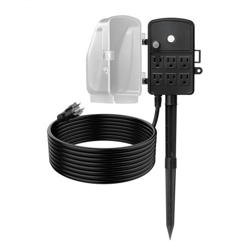 CCCEI Outdoor Power Strip Weatherproof With 8 Plug, Waterproof Extension Cord With Multiple Outlets, Christmas Exterior Garden Yard Surge Protector 15FT