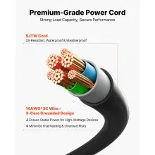 VEVOR Outdoor Power Stake, 50 FT Extension Cord, Outdoor Power Strip Weatherproof with Cover and Overload Protection, 6 Outlets, 15A/1875W, Waterproof Multi-Outlet Yard Stake for Christmas Lights