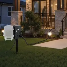 VEVOR Outdoor Power Stake, 50 FT Extension Cord, Outdoor Power Strip Weatherproof with Cover and Overload Protection, 6 Outlets, 15A/1875W, Waterproof Multi-Outlet Yard Stake for Christmas Lights