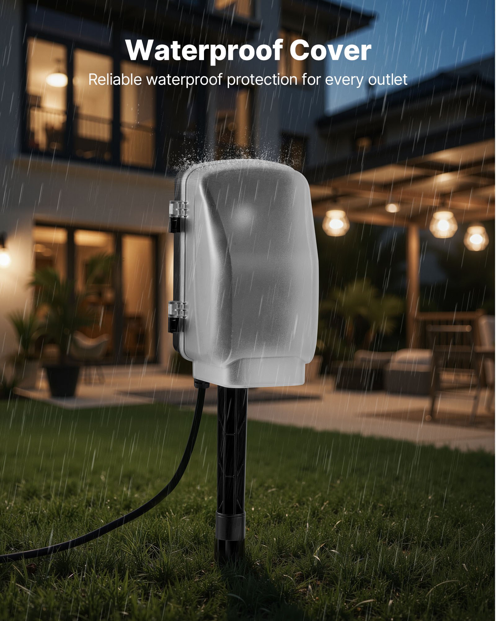 VEVOR Outdoor Power Stake, 50 FT Extension Cord, Outdoor Power Strip Weatherproof with Cover and Overload Protection, 6 Outlets, 15A/1875W, Waterproof Multi-Outlet Yard Stake for Christmas Lights