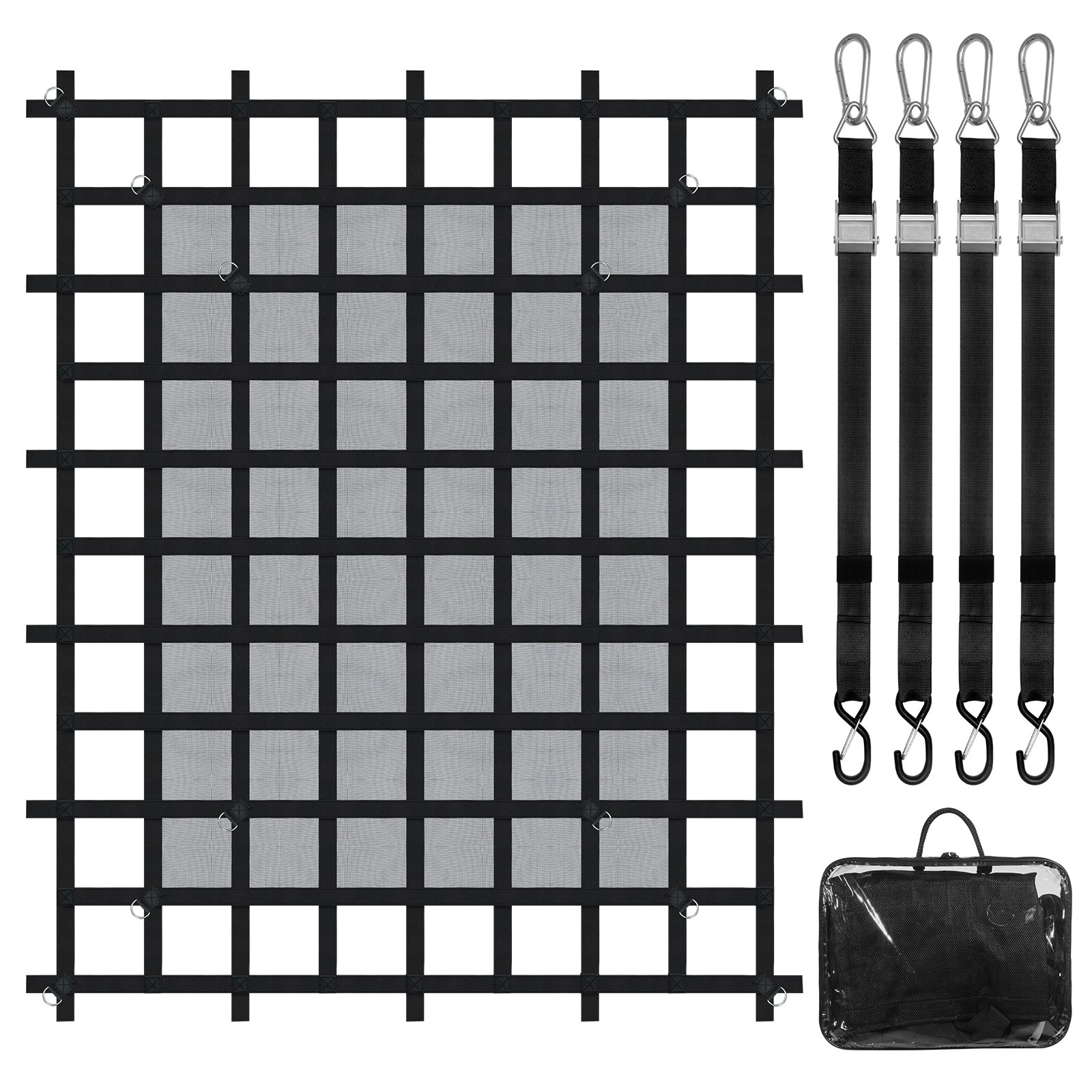 VEVOR Cargo Net, 72 in x 57 in, Heavy Duty Truck Cargo Net for Truck Bed, 4 Adjustable Straps with Carabiners & S-Hooks, Wear-resistant & Weather-proof, Suitable for Pickup, Truck, Jeep, SUV, Boat