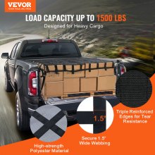 VEVOR Cargo Net Heavy Duty Cargo Net 72" x 57" Adjustable Buckles & S-Hooks