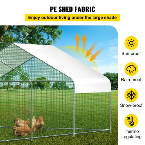 VEVOR Large Metal Chicken Coop, Walk-in Hen Run for Backyard with Waterproof Cover, Spire Outdoor Poultry Cage House for Farm Use, 19.3x9.8x6.5 ft Large Space for Chicken, Ducks, Rabbits, Dogs Habitat
