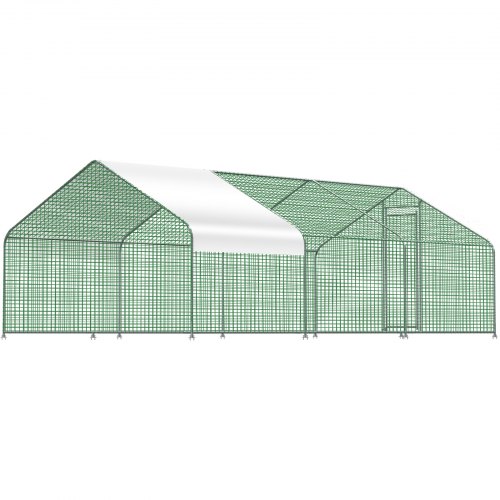 VEVOR Large Metal Chicken Coop, Walk-in Hen Run for Backyard with Waterproof Cover, Spire Outdoor Poultry Cage House for Farm Use, 19.3x9.8x6.5 ft Large Space for Chicken, Ducks, Rabbits, Dogs Habitat