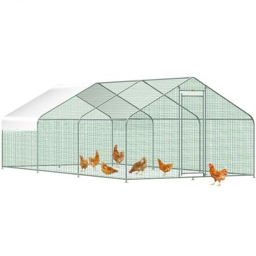 VEVOR Large Metal Chicken Coop, Walk-in Hen Run for Backyard with Waterproof Cover, Spire Outdoor Poultry Cage House for Farm Use, 19.3x9.8x6.5 ft Large Space for Chicken, Ducks, Rabbits, Dogs Habitat