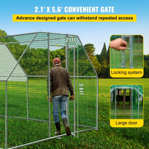 VEVOR Large Metal Chicken Coop with Run, Walk-in Chicken Runs for Yard with Waterproof Cover, Outdoor Poultry Cage Hen House for Farm Use, 12.8x9.8x6.5ft Large Area for Duck Coops and Rabbit Runs