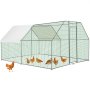 VEVOR Large Metal Chicken Coop, Zinc Galvanized Metal Hen Run House, Flat Shaped Outdoor Walk-in Poultry Cage, 12.8 x 9.8 x 6.5 ft. Walk-in Metal Hen Cage w/ Waterproof Cover, for Backyard Farm Use