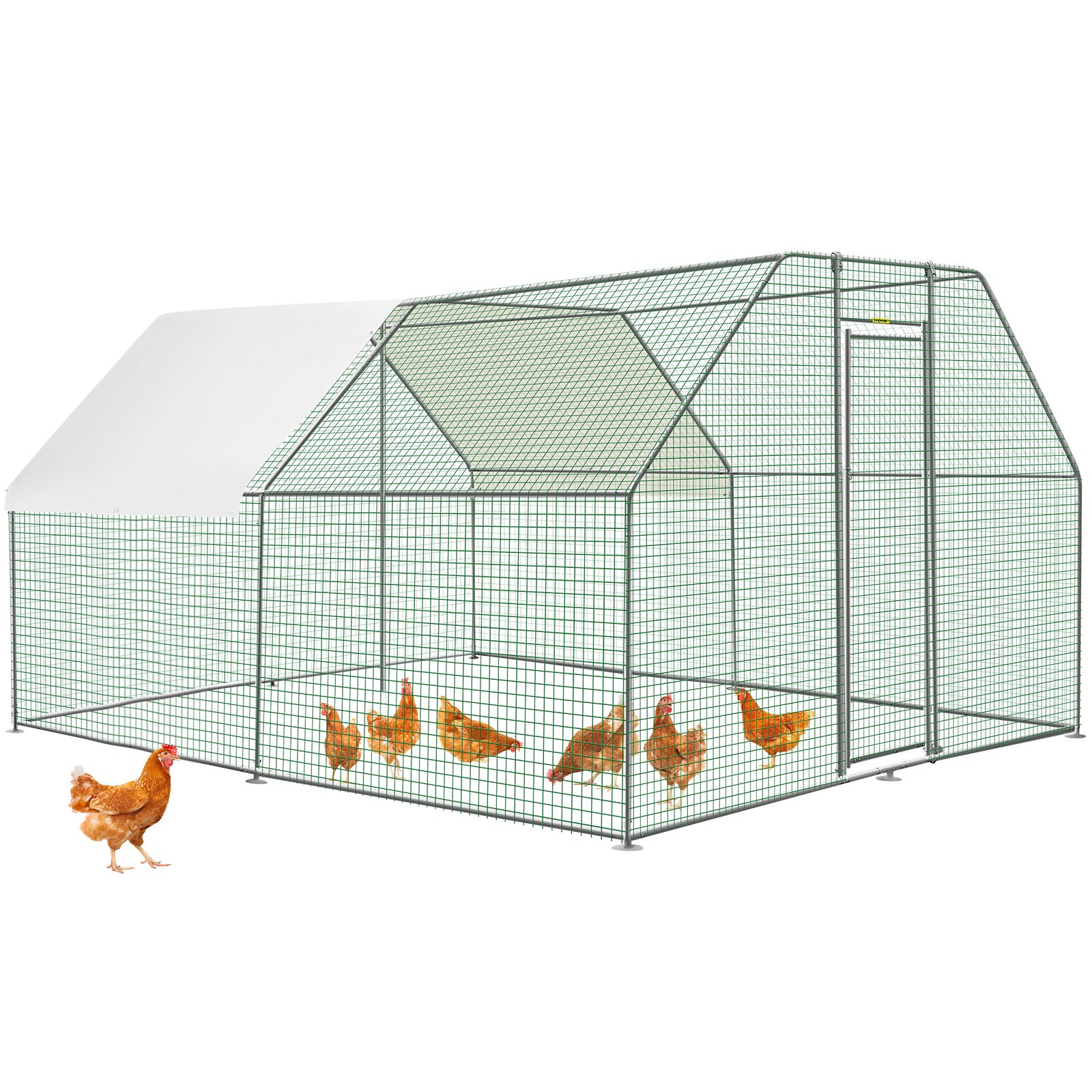 VEVOR Large Metal Chicken Coop Hen Run House Flat Walk-in Cage 12.8x9.8x6.5 ft.