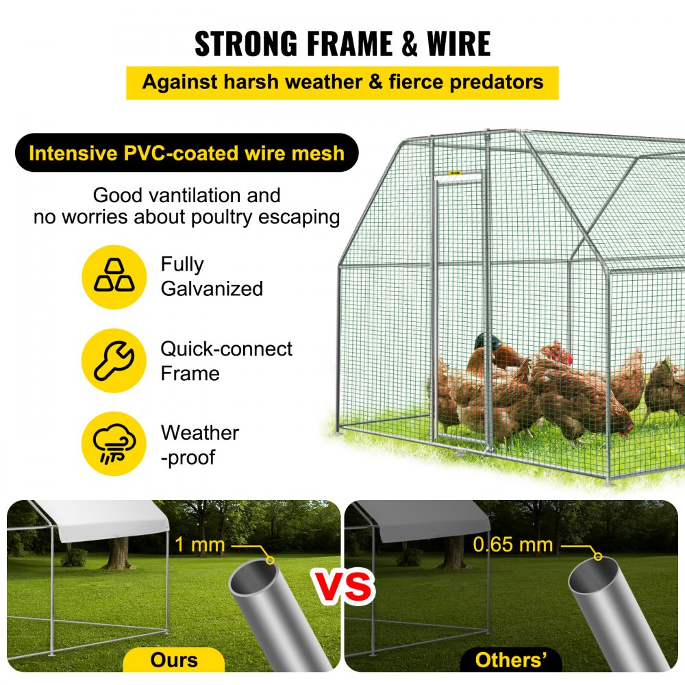 VEVOR Large Metal Chicken Coop Hen Run House Flat Walk-in Cage 19.3x9.8x6.5 ft.